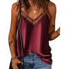 image:imageEkouaer Womens Silk Satin Cami Tank Top 2026 Mesh VNeck Adjustable Strap Sleeveless Summer Camisole Blouse2blackWine Red