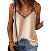 image:imageEkouaer Womens Silk Satin Cami Tank Top 2026 Mesh VNeck Adjustable Strap Sleeveless Summer Camisole Blouse2champagneBlack