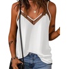 image:imageEkouaer Womens Silk Satin Cami Tank Top 2026 Mesh VNeck Adjustable Strap Sleeveless Summer Camisole Blouse2champagneWhite