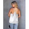 image:imageEkouaer Womens Silk Satin Cami Tank Top 2026 Mesh VNeck Adjustable Strap Sleeveless Summer Camisole Blouse2light BrownWhite