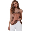 image:imageEkouaer Womens Silk Satin Cami Tank Top 2026 Mesh VNeck Adjustable Strap Sleeveless Summer Camisole Blouse2light BrownWhite