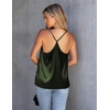 image:imageEkouaer Womens Silk Satin Cami Tank Top 2026 Mesh VNeck Adjustable Strap Sleeveless Summer Camisole BlouseArmy Green