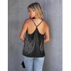 image:imageEkouaer Womens Silk Satin Cami Tank Top 2026 Mesh VNeck Adjustable Strap Sleeveless Summer Camisole BlouseBlack Leopard