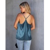 image:imageEkouaer Womens Silk Satin Cami Tank Top 2026 Mesh VNeck Adjustable Strap Sleeveless Summer Camisole BlouseBlue Leopard