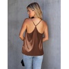 image:imageEkouaer Womens Silk Satin Cami Tank Top 2026 Mesh VNeck Adjustable Strap Sleeveless Summer Camisole BlouseCaramelChampagne