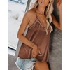 image:imageEkouaer Womens Silk Satin Cami Tank Top 2026 Mesh VNeck Adjustable Strap Sleeveless Summer Camisole BlouseCaramelChampagne