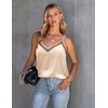 image:imageEkouaer Womens Silk Satin Cami Tank Top 2026 Mesh VNeck Adjustable Strap Sleeveless Summer Camisole BlouseChampagne