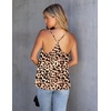 image:imageEkouaer Womens Silk Satin Cami Tank Top 2026 Mesh VNeck Adjustable Strap Sleeveless Summer Camisole BlouseClassical Leopard