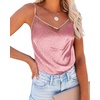image:imageEkouaer Womens Silk Satin Cami Tank Top 2026 Mesh VNeck Adjustable Strap Sleeveless Summer Camisole BlouseDusty Purple Leopard