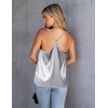 image:imageEkouaer Womens Silk Satin Cami Tank Top 2026 Mesh VNeck Adjustable Strap Sleeveless Summer Camisole BlouseGrey