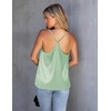 image:imageEkouaer Womens Silk Satin Cami Tank Top 2026 Mesh VNeck Adjustable Strap Sleeveless Summer Camisole BlouseIce Green