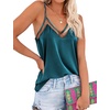 image:imageEkouaer Womens Silk Satin Cami Tank Top 2026 Mesh VNeck Adjustable Strap Sleeveless Summer Camisole BlouseLake Blue