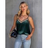 image:imageEkouaer Womens Silk Satin Cami Tank Top 2026 Mesh VNeck Adjustable Strap Sleeveless Summer Camisole BlouseLake Green Leopard