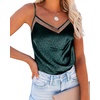image:imageEkouaer Womens Silk Satin Cami Tank Top 2026 Mesh VNeck Adjustable Strap Sleeveless Summer Camisole BlouseLake Green Leopard
