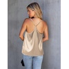 image:imageEkouaer Womens Silk Satin Cami Tank Top 2026 Mesh VNeck Adjustable Strap Sleeveless Summer Camisole BlouseLight Brown