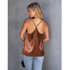 image:imageEkouaer Womens Silk Satin Cami Tank Top 2026 Mesh VNeck Adjustable Strap Sleeveless Summer Camisole BlouseLight Coffee
