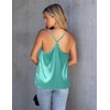 image:imageEkouaer Womens Silk Satin Cami Tank Top 2026 Mesh VNeck Adjustable Strap Sleeveless Summer Camisole BlouseLight Green