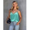 image:imageEkouaer Womens Silk Satin Cami Tank Top 2026 Mesh VNeck Adjustable Strap Sleeveless Summer Camisole BlouseLight Green