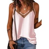 image:imageEkouaer Womens Silk Satin Cami Tank Top 2026 Mesh VNeck Adjustable Strap Sleeveless Summer Camisole BlouseLight Pink