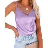 image:imageEkouaer Womens Silk Satin Cami Tank Top 2026 Mesh VNeck Adjustable Strap Sleeveless Summer Camisole BlouseLilac
