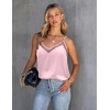 image:imageEkouaer Womens Silk Satin Cami Tank Top 2026 Mesh VNeck Adjustable Strap Sleeveless Summer Camisole BlousePink
