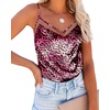 image:imageEkouaer Womens Silk Satin Cami Tank Top 2026 Mesh VNeck Adjustable Strap Sleeveless Summer Camisole BlousePinkBlack Leopard