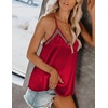image:imageEkouaer Womens Silk Satin Cami Tank Top 2026 Mesh VNeck Adjustable Strap Sleeveless Summer Camisole BlouseRed