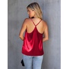 image:imageEkouaer Womens Silk Satin Cami Tank Top 2026 Mesh VNeck Adjustable Strap Sleeveless Summer Camisole BlouseRed