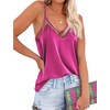 image:imageEkouaer Womens Silk Satin Cami Tank Top 2026 Mesh VNeck Adjustable Strap Sleeveless Summer Camisole BlouseRose Red