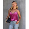 image:imageEkouaer Womens Silk Satin Cami Tank Top 2026 Mesh VNeck Adjustable Strap Sleeveless Summer Camisole BlouseRose Red