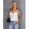 image:imageEkouaer Womens Silk Satin Cami Tank Top 2026 Mesh VNeck Adjustable Strap Sleeveless Summer Camisole BlouseWhite