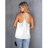 image:imageEkouaer Womens Silk Satin Cami Tank Top 2026 Mesh VNeck Adjustable Strap Sleeveless Summer Camisole BlouseWhite