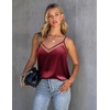image:imageEkouaer Womens Silk Satin Cami Tank Top 2026 Mesh VNeck Adjustable Strap Sleeveless Summer Camisole BlouseWine Red