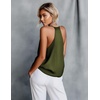 image:imageEkouaer Womens Silk Satin Camisole Tank Tops V Neck Sleeveless Spaghetti Straps Blouse Casual Racerback ShirtArmy Green