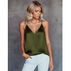 image:imageEkouaer Womens Silk Satin Camisole Tank Tops V Neck Sleeveless Spaghetti Straps Blouse Casual Racerback ShirtArmy Green