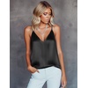image:imageEkouaer Womens Silk Satin Camisole Tank Tops V Neck Sleeveless Spaghetti Straps Blouse Casual Racerback ShirtBlack