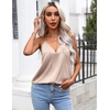 image:imageEkouaer Womens Silk Satin Camisole Tank Tops V Neck Sleeveless Spaghetti Straps Blouse Casual Racerback ShirtBlackChampagne