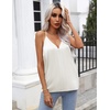 image:imageEkouaer Womens Silk Satin Camisole Tank Tops V Neck Sleeveless Spaghetti Straps Blouse Casual Racerback ShirtBlackWhite