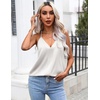 image:imageEkouaer Womens Silk Satin Camisole Tank Tops V Neck Sleeveless Spaghetti Straps Blouse Casual Racerback ShirtBlackWhite