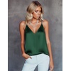 image:imageEkouaer Womens Silk Satin Camisole Tank Tops V Neck Sleeveless Spaghetti Straps Blouse Casual Racerback ShirtBright Green