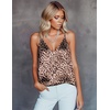 image:imageEkouaer Womens Silk Satin Camisole Tank Tops V Neck Sleeveless Spaghetti Straps Blouse Casual Racerback ShirtBrown Leopard