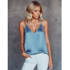 image:imageEkouaer Womens Silk Satin Camisole Tank Tops V Neck Sleeveless Spaghetti Straps Blouse Casual Racerback ShirtClear Blue