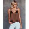 image:imageEkouaer Womens Silk Satin Camisole Tank Tops V Neck Sleeveless Spaghetti Straps Blouse Casual Racerback ShirtDeep Brown