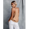 image:imageEkouaer Womens Silk Satin Camisole Tank Tops V Neck Sleeveless Spaghetti Straps Blouse Casual Racerback ShirtKhaki