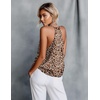 image:imageEkouaer Womens Silk Satin Camisole Tank Tops V Neck Sleeveless Spaghetti Straps Blouse Casual Racerback ShirtLeopardBlack