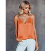 image:imageEkouaer Womens Silk Satin Camisole Tank Tops V Neck Sleeveless Spaghetti Straps Blouse Casual Racerback ShirtOrange