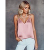 image:imageEkouaer Womens Silk Satin Camisole Tank Tops V Neck Sleeveless Spaghetti Straps Blouse Casual Racerback ShirtPastel Pink