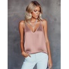 image:imageEkouaer Womens Silk Satin Camisole Tank Tops V Neck Sleeveless Spaghetti Straps Blouse Casual Racerback ShirtPink