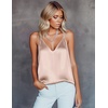 image:imageEkouaer Womens Silk Satin Camisole Tank Tops V Neck Sleeveless Spaghetti Straps Blouse Casual Racerback ShirtPink Champagne