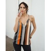 image:imageEkouaer Womens Silk Satin Camisole Tank Tops V Neck Sleeveless Spaghetti Straps Blouse Casual Racerback ShirtStripe Print